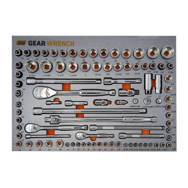 Gearwrench 90PC 1/4", 3/8" & 1/2" DR Metric & SAE Socket Set in EVA Tray 83992