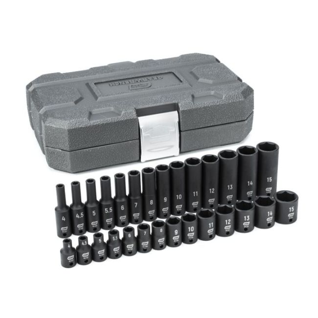 GearWrench 28 Pc. 1/4” Drive 6 Point Standard & Deep Impact Metric Socket Set 84901
