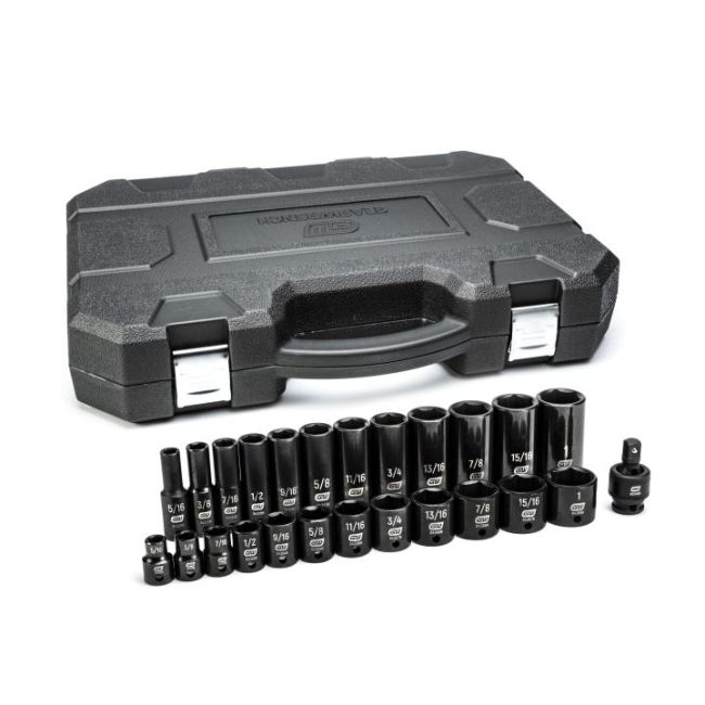 GearWrench 84919N Socket Set 25 Piece Standard & Deep Impact 3/8" Drive 6 Point SAE 84919N
