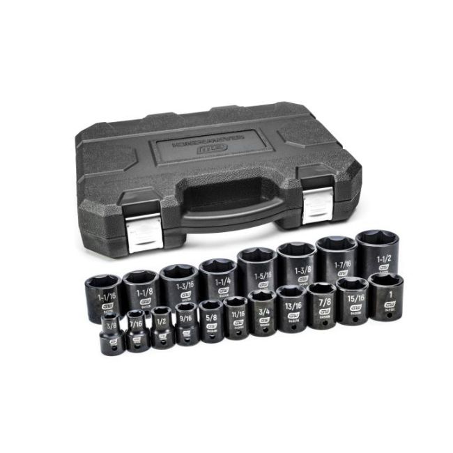 GearWrench 19 Pc. 1/2” Drive 6 Point Standard Impact SAE Socket Set 84932N