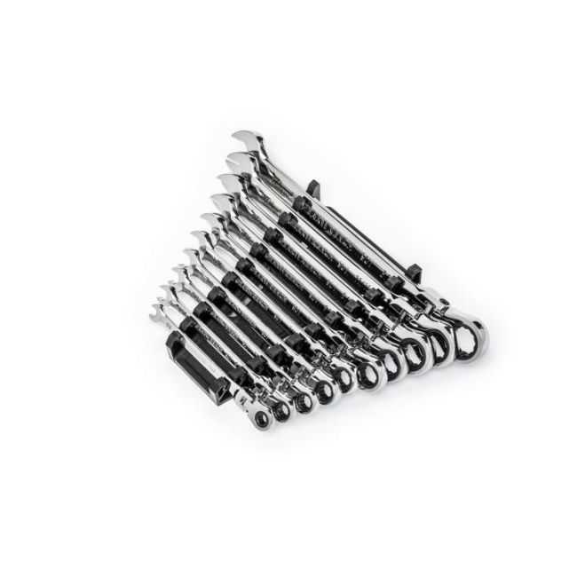 Gearwrench 10 Piece 90-Tooth 12 Point Flex Head Ratcheting Combination SAE Wrench Set 86758