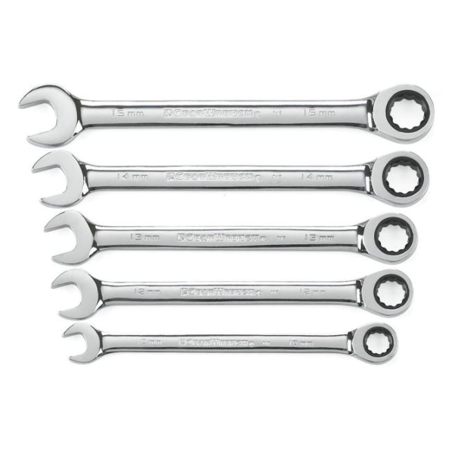 GearWrench Ratcheting Wrench Set 5 Piece 12Pt METRIC Combination 93004D