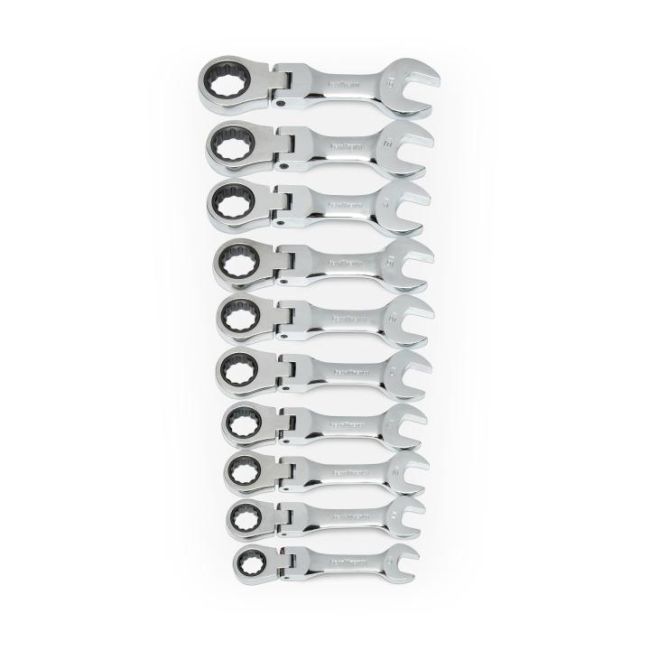 GearWrench Ratchet Wrenches 10 Piece Stubby Flex Combination Metric 9550
