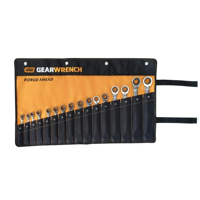 Gearwrench 16PC Metric Combination Wrench Set with Roll 9602NR