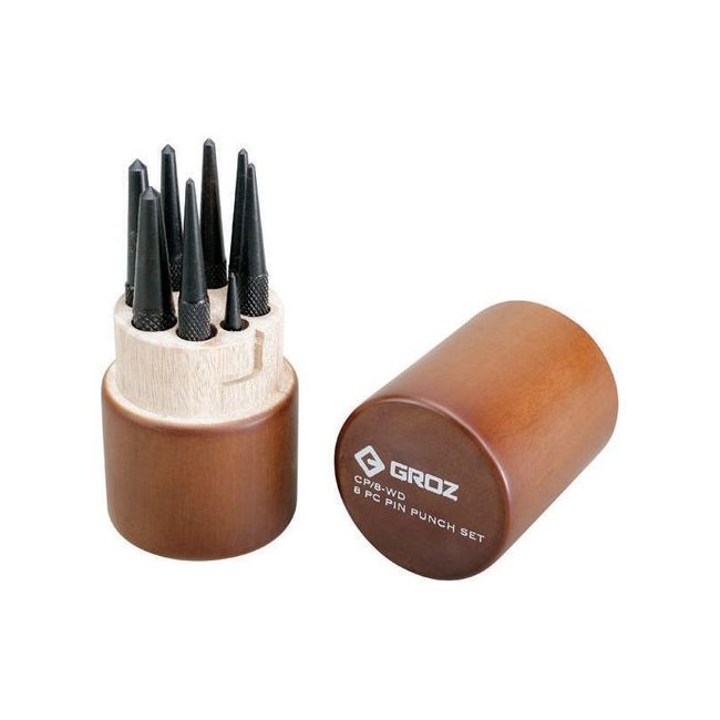 Groz Centre Punch Set Wooden Case 8 Pce GZ-25120