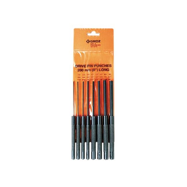 Groz Pin Punch Set 200MM 8 Pce GZ-25509