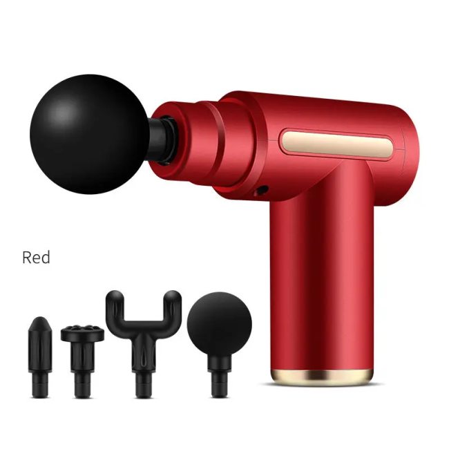Professional Electric Massage Gun 6 Speed Red W/4 Heads EMG-RED
