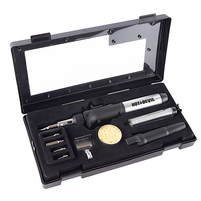 Hot Devil HD1971K Blow Torch & Soldering Iron 10 Piece Butane Gas Powered HD1971K