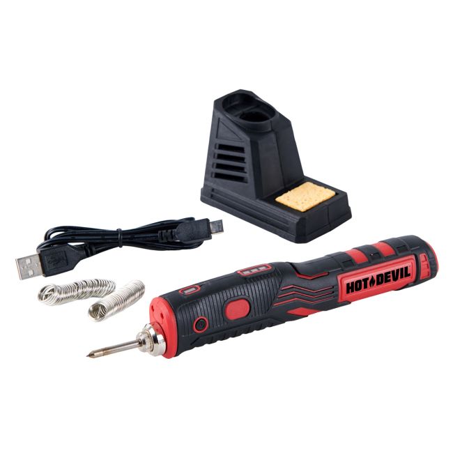 Hot Devil Cordless Soldering Iron Kit USB Rechargeable Lithium-Ion HDRSI