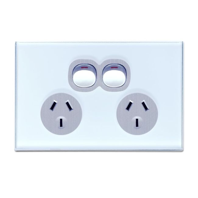 CLSOL 10A 250V Ocean Blue Glass Double Power Point HES-DG05K-2D330