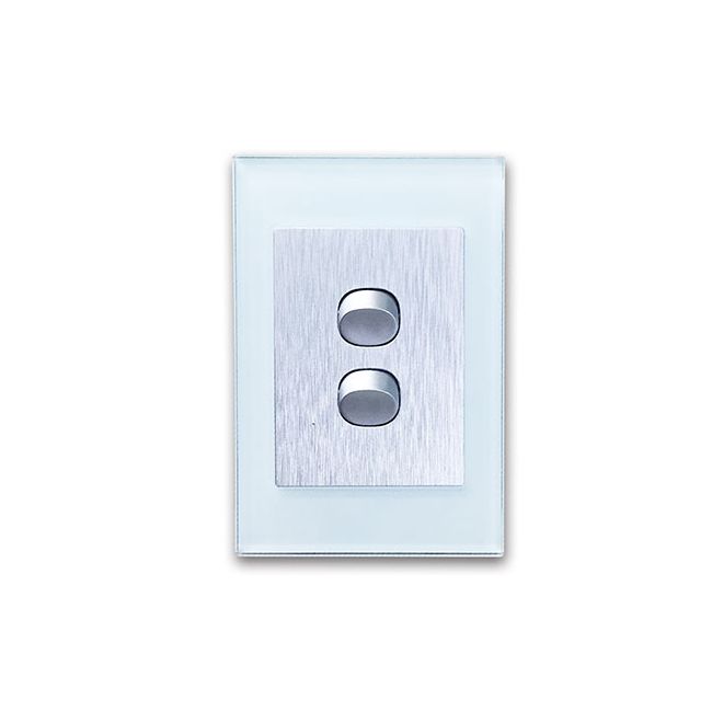 CLSOL 10A 250V Ocean Blue Glass 2 Gang 2 Way Wall Switch HES-DG05K-S02