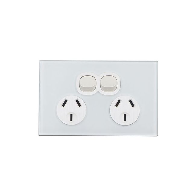 CLSOL 10A 250V White Glass Double Power Point HES-DG06K-2D330
