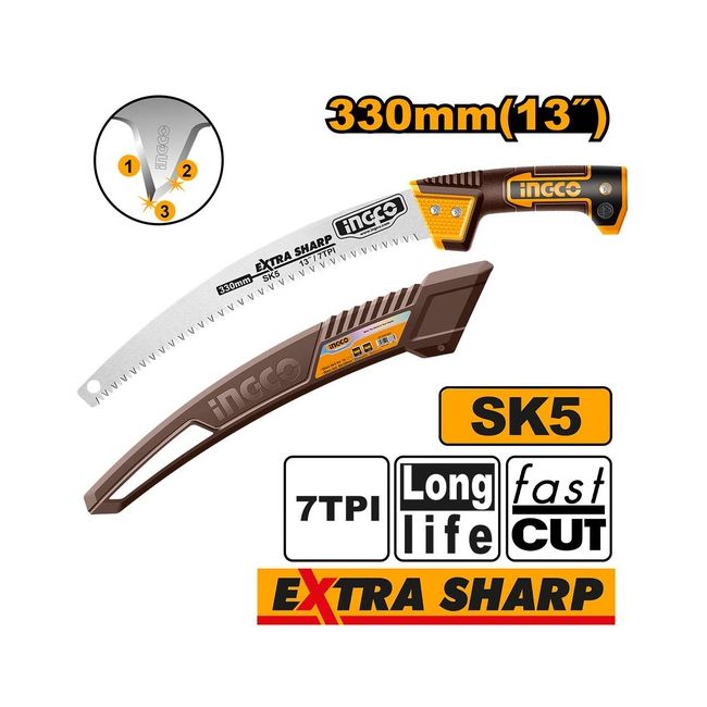Ingco 330mm SK5 Curved Pruning Saw HTM-HPS3306