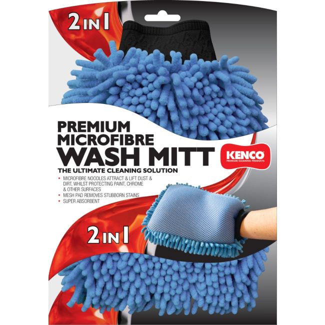 Kenco Premium Microfibre Wash Mitt Mesh Pad Super Absorbent KWM2BLU