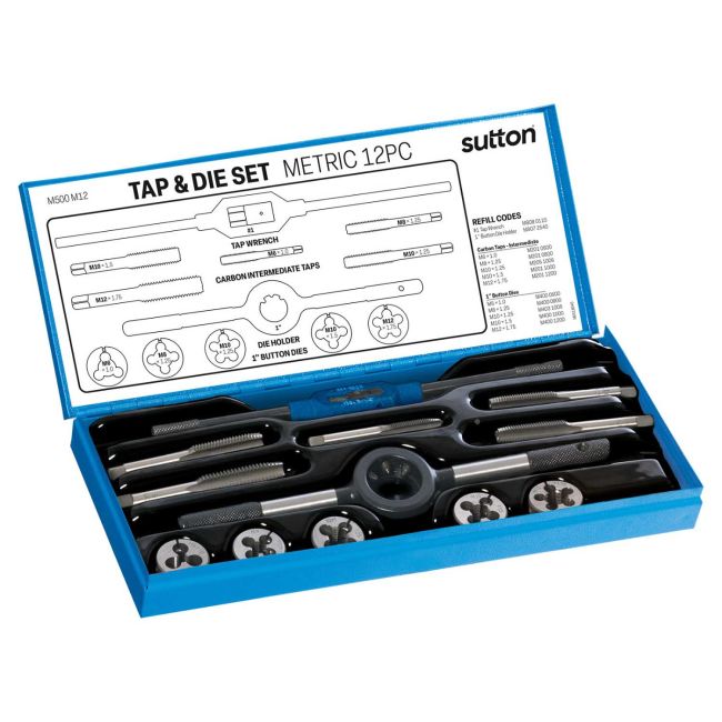 Sutton 12PC Tap & Die Set Td14 Auto M500M12