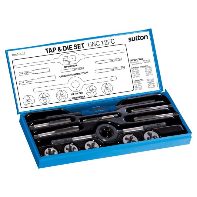 Sutton 12PC Tap & Die Set Tdo UNC M500NC12