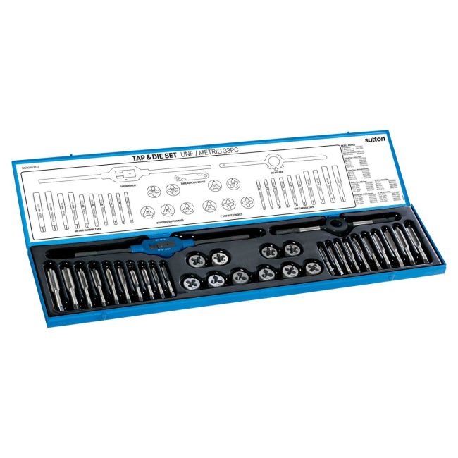 Sutton 33PC Tap & Die Set Ctd10 UNF/Metric M500NFM33