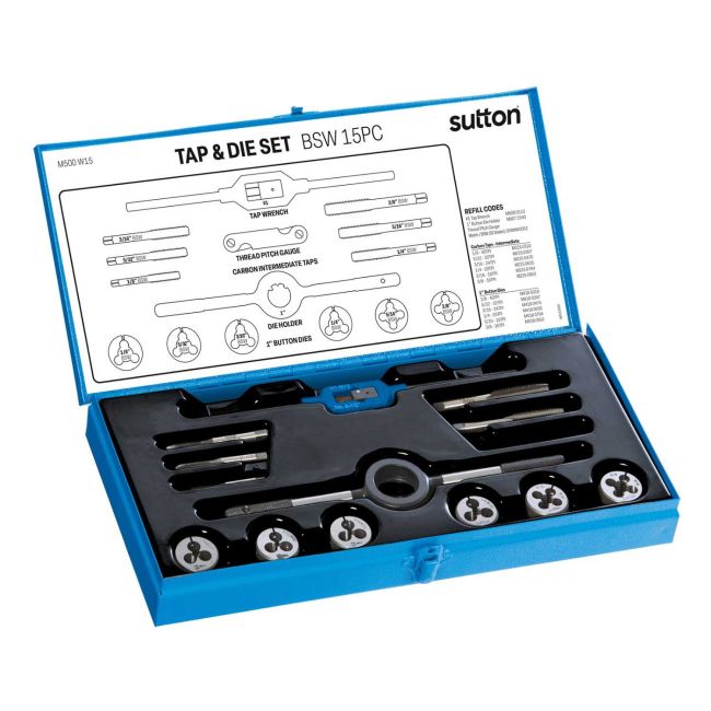 Sutton 15PC Tap & Die Set Td2A BSW M500W15