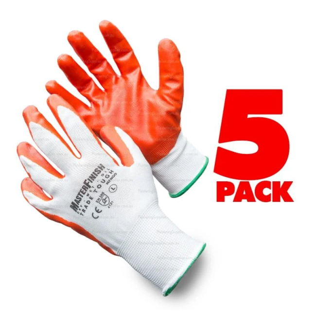 MasterFinish 5 Pack XL Nitrile Contractors Gloves MFNGOXL-5