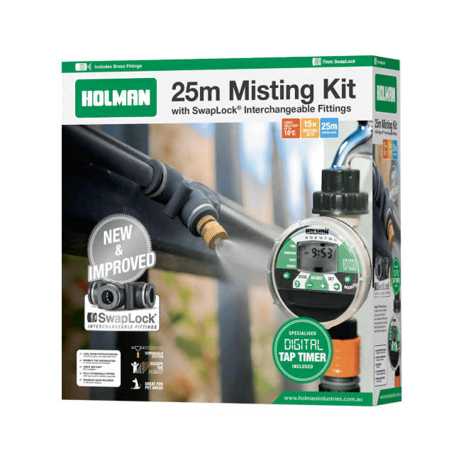 Holman 25m Misting Kit W/SwapLock Fittings & Tap Timer MK31025