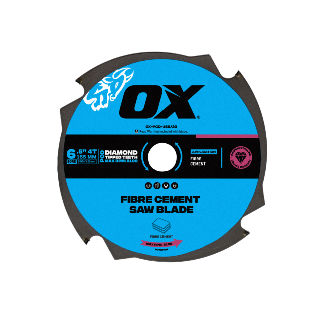 OX Pro 165mm 4T Fibre Cement Circular Saw Blade OX-PCD-165-20