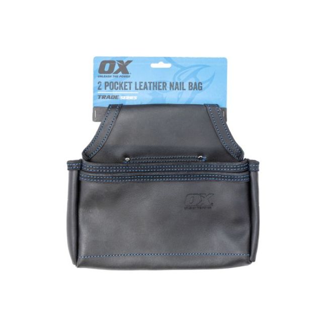 OX Trade Black Leather 2 Pocket Nail Bag OX-T265604