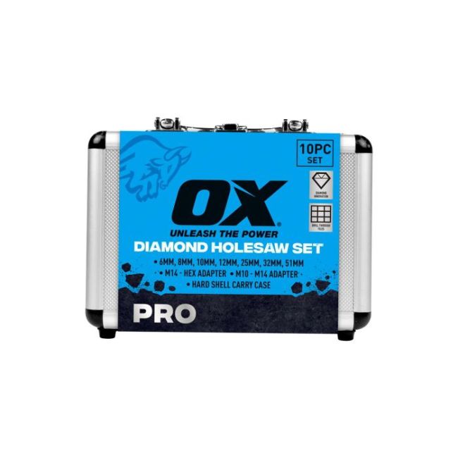 OX 10 Piece Diamond Holesaw Kit OX-TTDT-10PC