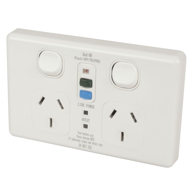 Double Power Point With In-built RCD 10A GPO Power Socket PS4048