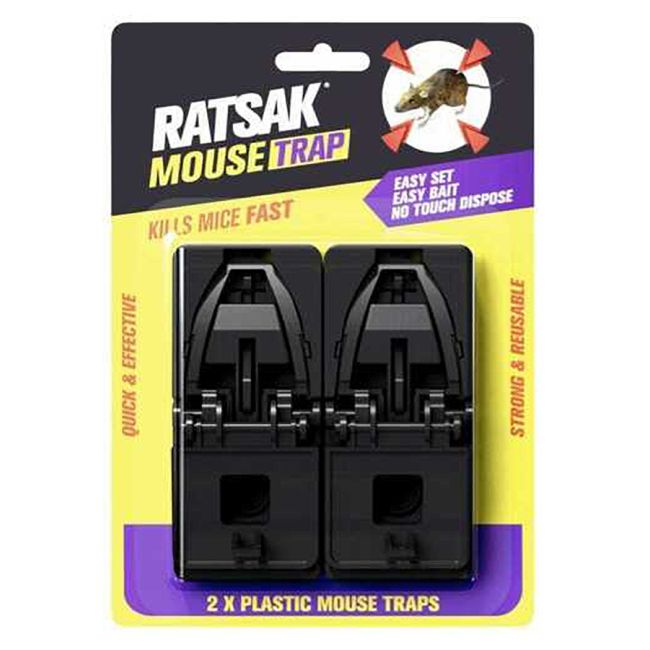 Ratsak 54622 Mouse Trap 2 Pack Plastic Serrated Jaws 54622