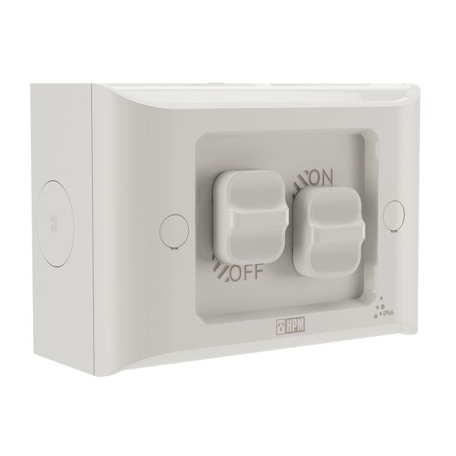 HPM RWL770/2MG 2 Gang Switch IP66 Surface Mount 16A Aqua RWL770/2MG