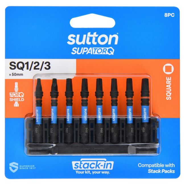 Sutton SupaTorq Screwdriver Set Robertson SQ x 50mm 8 Piece S204S08B