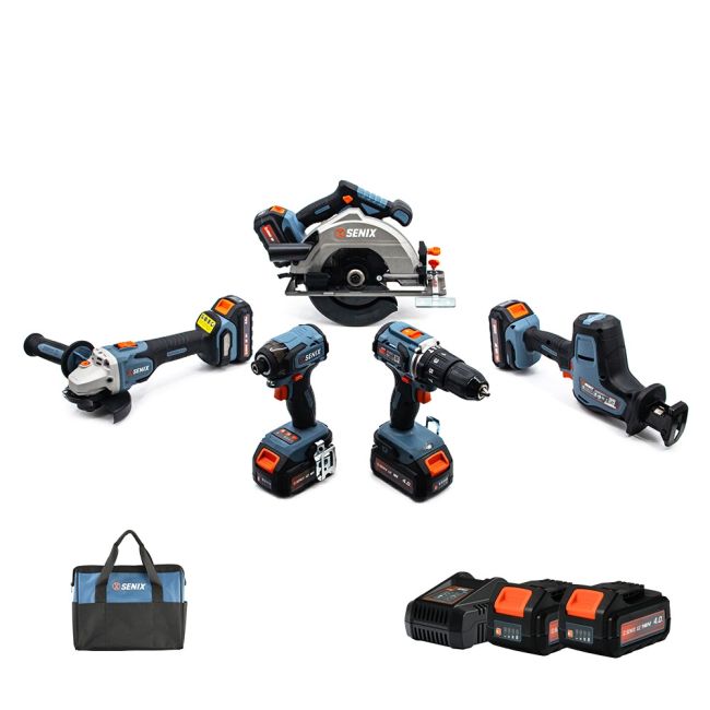 Senix 5PC 18V 4.0Ah Li-Ion Brushless Cordless Combo Kit S2K5B1-01