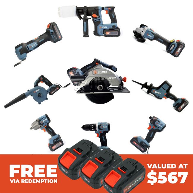 Senix X2 18V 9 Piece Combo Kit Cordless Tools S2K9B2-01
