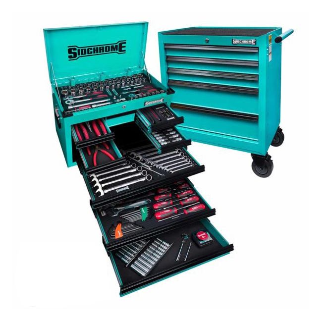 Sidchrome 204pc Metric/AF Tool Kit Hyper (Teal Metallic) SCMT10160HT