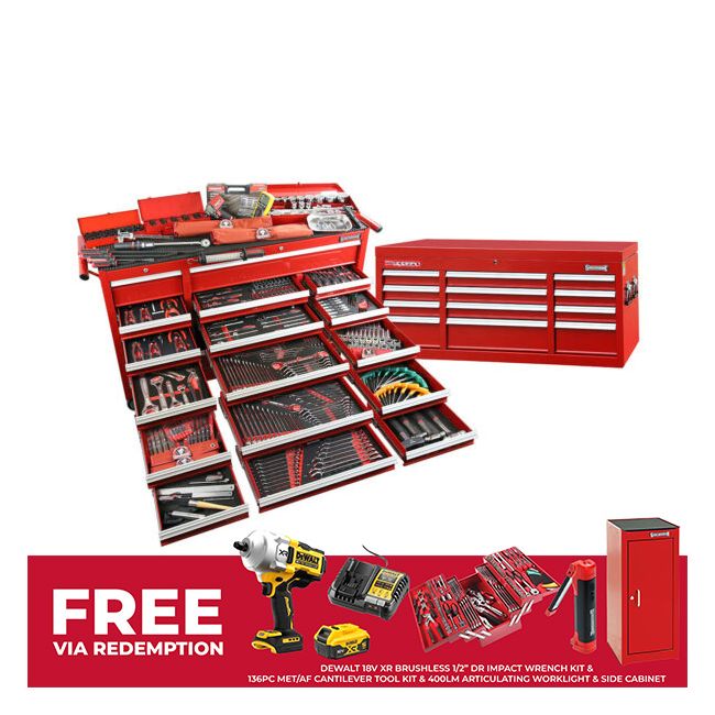 Sidchrome 613PC Metric & A/F 20 Drawer Tool Kit W/12 Drawer Top Chest SCMT11100
