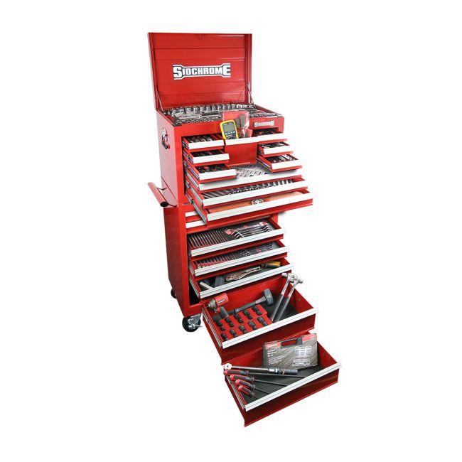 Sidchrome 461 Piece Met A/F Tool Kit Roll Cab + Top Chest SCMT11408
