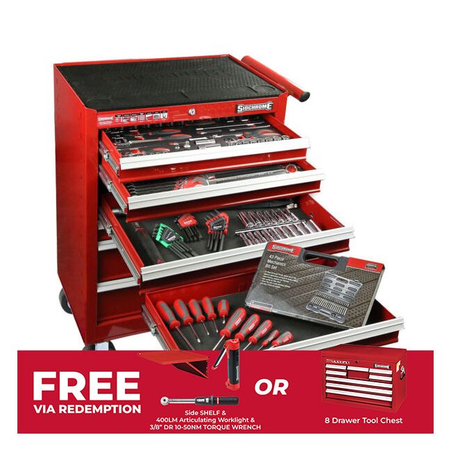 Sidchrome 250PC Metric & A/F 7 Drawer Tool Kit Roller Cabinet SCMT11600