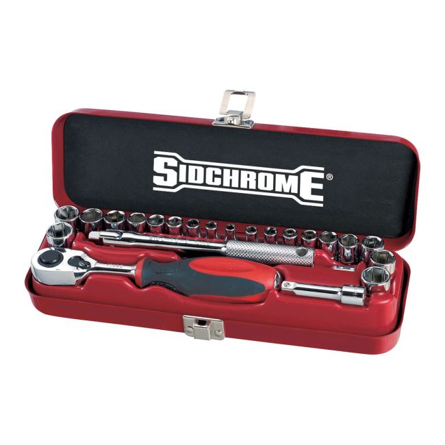 Sidchrome 23Pc 1/4'' Drive Socket Set Metric/AF SCMT12110
