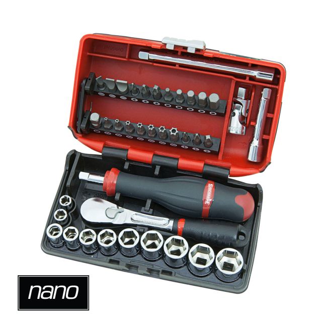 Sidchrome 38pc 1/4" Nano Socket Set /w Rotator Ratchet SCMT12114