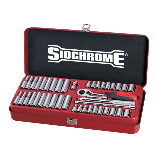Sidchrome 43Pc 1/4'' Drive Socket Set Metric/AF SCMT12130