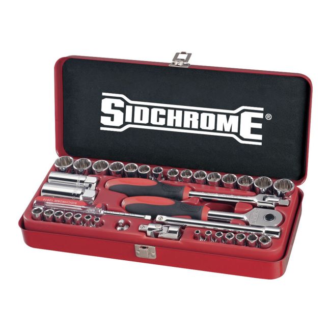 Sidchrome 38Pc 1/4 & 3/8" Drive Socket Set Metric/AF SCMT19105
