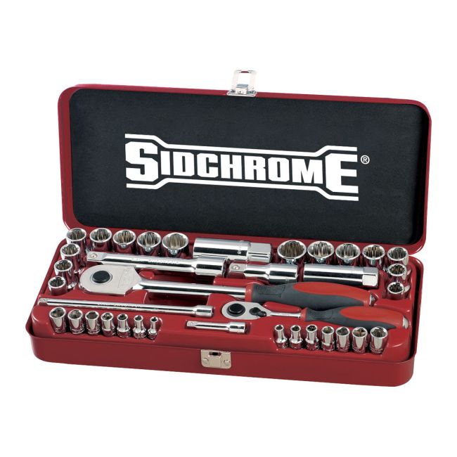 Sidchrome 37Pc 1/4 & 1/2" Drive Socket Set Metric/AF SCMT19130
