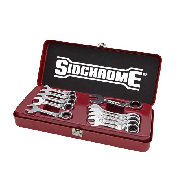 Sidchrome 10Pc 467 Series Stubby Geared Spanner Set Metric SCMT22203N