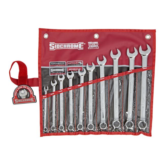 Sidchrome 10Pc Ring & Open End Spanner Set Metric SCMT22208