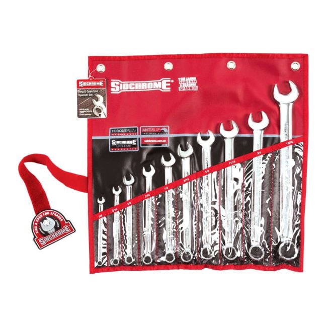 Sidchrome 10Pc Ring & Open End Spanner Set AF SCMT22408