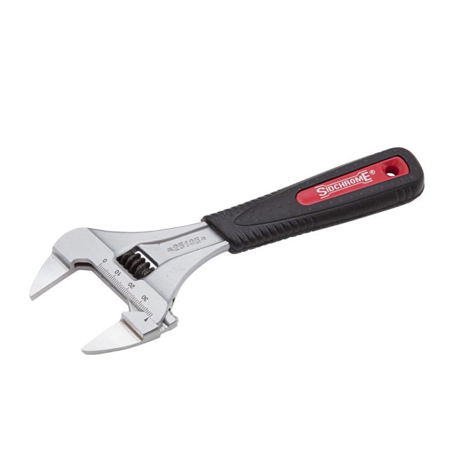Sidchrome Adjustable Wrench Premium Chrome Bi-Material Handle Big Mouth Slim Jaw 200mm/8'' SCMT25135