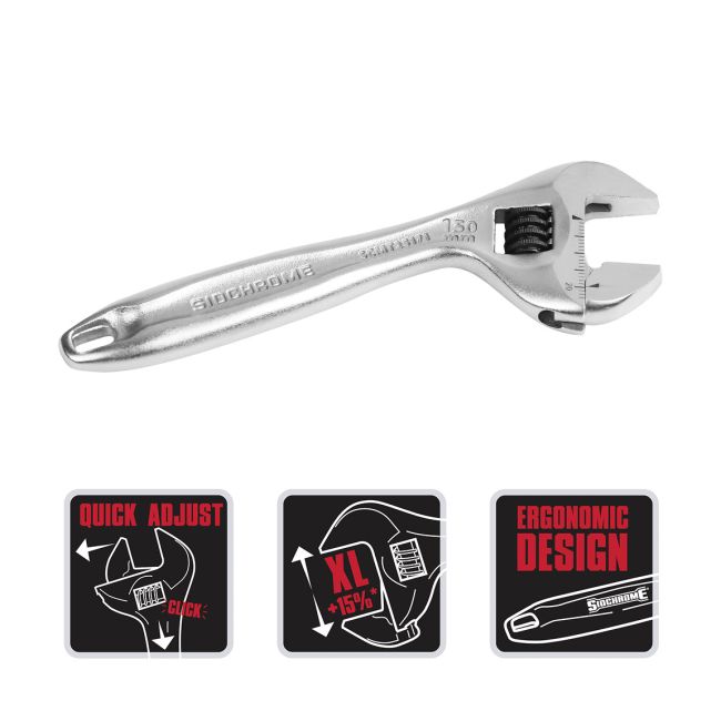 Sidchrome Quick Adjust Wrench Chrome 150mm/6'' SCMT25171