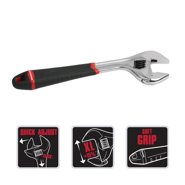 Sidchrome Quick Adjust Wrench Chrome Bi-Material Handle 300mm/10'' SCMT25194