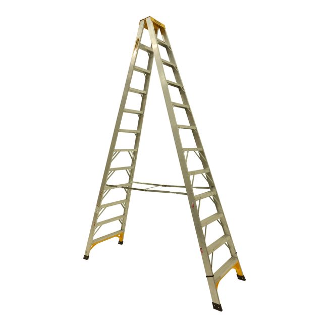 Gorilla Double sided A-frame ladder 3.6m (12ft) Aluminium 150kg Industrial SM012-I