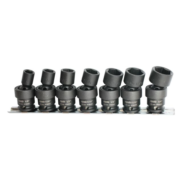 SP Tools Socket Set Impact Swivel 3/8"Dr 6Pt 7 Piece Sae SP20266